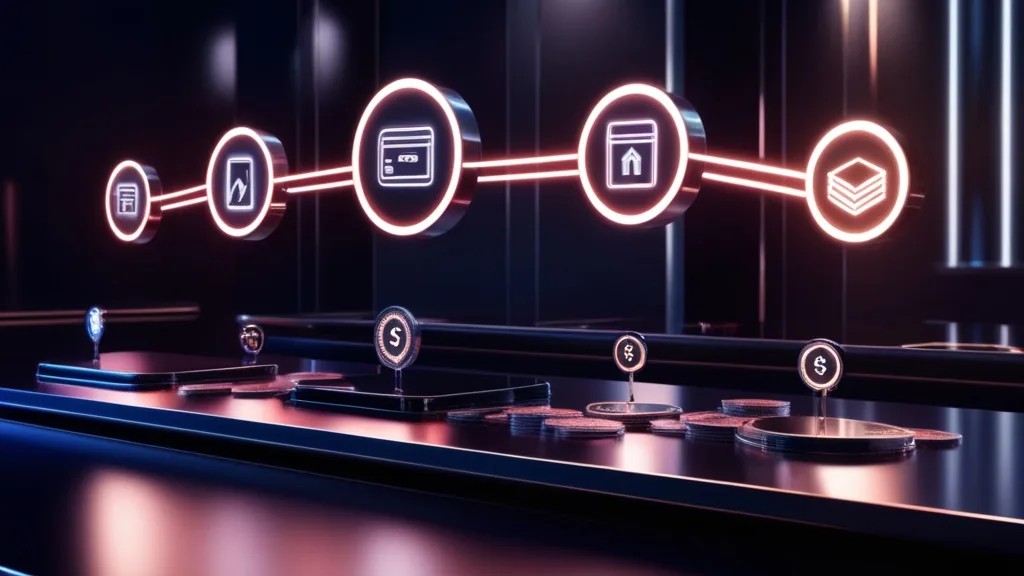 Linked deposit and withdrawal payment icons in a casino cashier scene