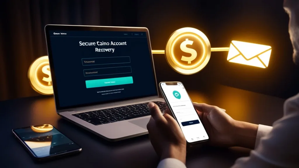 User reviewing secure account recovery steps on laptop and phone